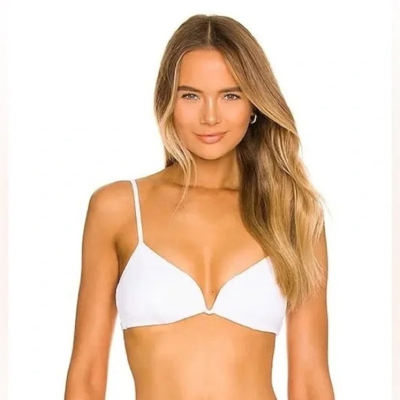 L*Space Ribbed Helena Bikini Top in White Size S - Picture 1 of 6